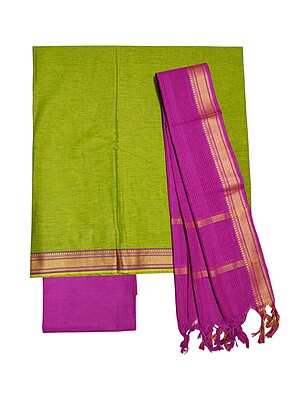 Green & Pink Mangalagiri Cotton Unstitched Salwar Suit Set with Dupatta for Women Green & Pink Mangalagiri Cotton Unstitched Salwar Suit Set with Dupatta for Women