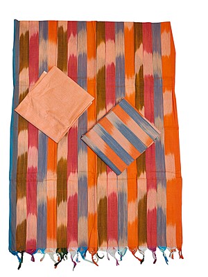 Orange Ikkat Cotton Unstitched Salwar Suit Dress Material with Dupatta Orange Ikkat Cotton Unstitched Salwar Suit Dress Material with Dupatta
