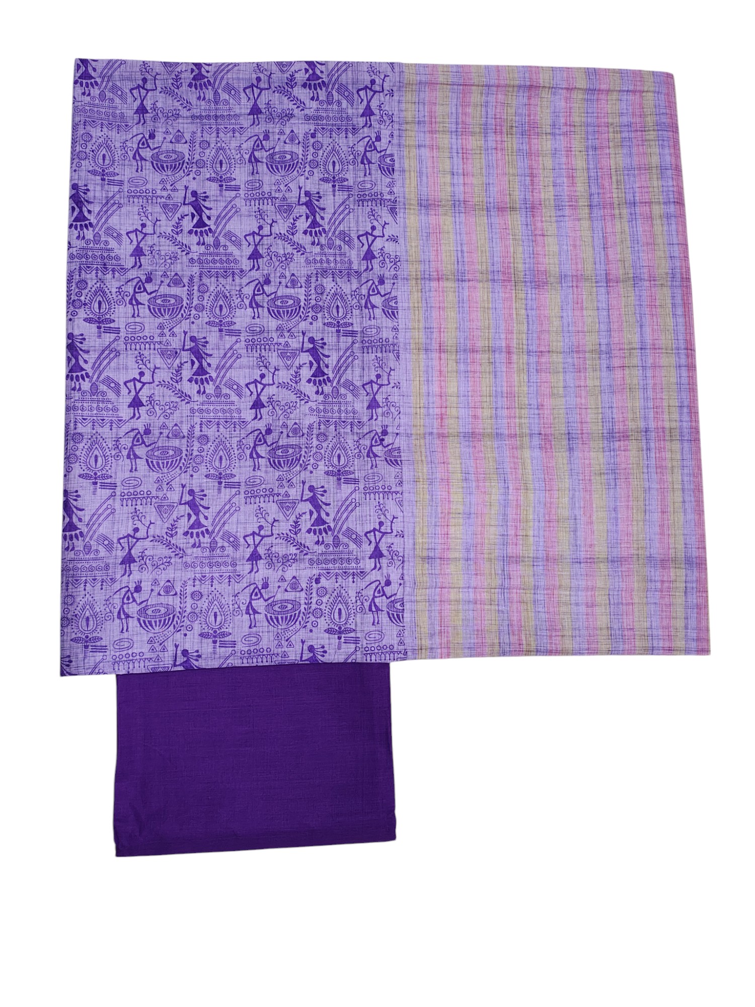 Lavender Handloom South Cotton Unstitched Salwar Suit Set with Dupatta for Women