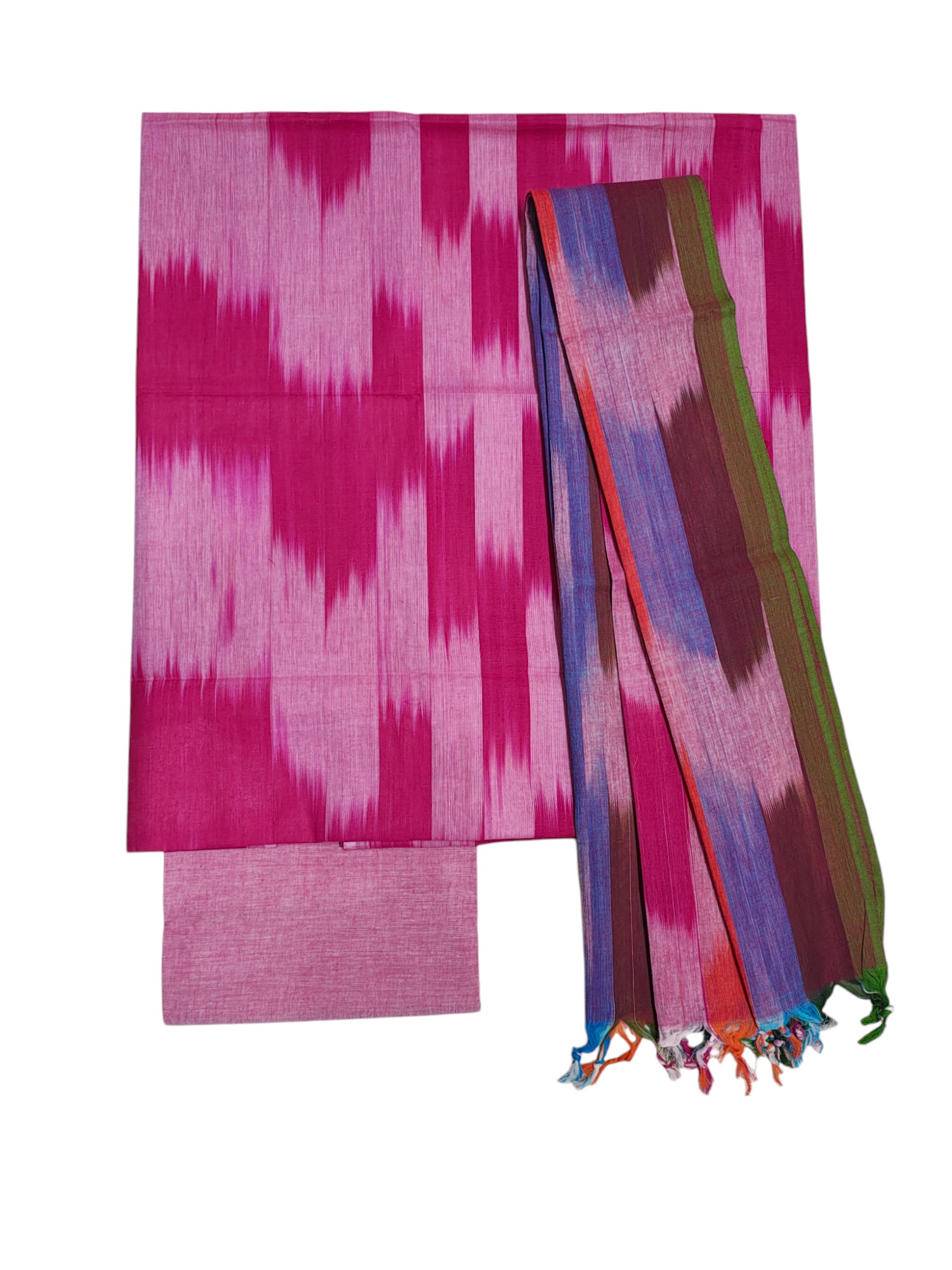 Pink Pochampally Ikkat Cotton Dress Material for women Pink Pochampally Ikkat Cotton Dress Material for women