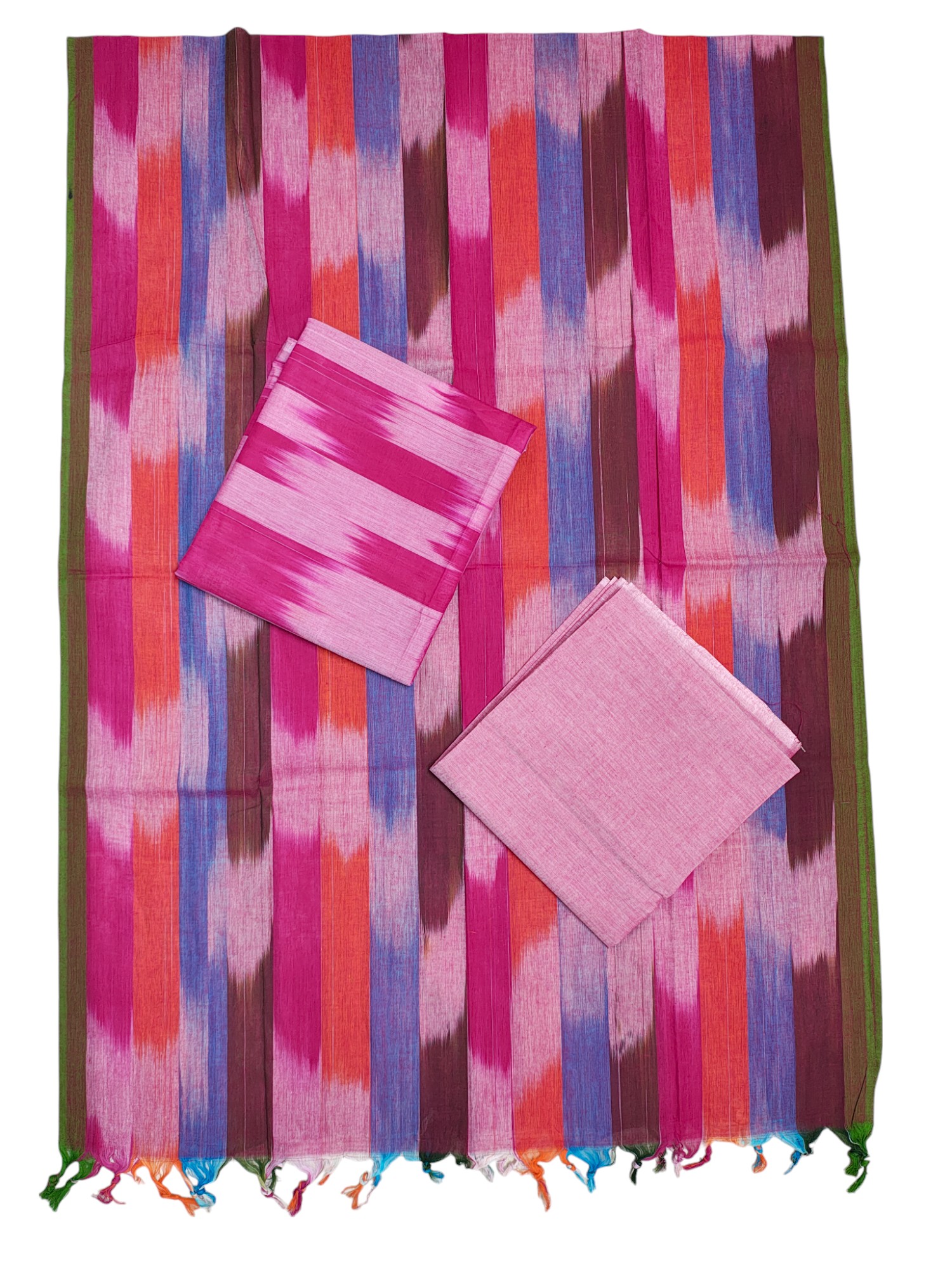 Pink Pochampally Ikkat Cotton Dress Material for women Pink Pochampally Ikkat Cotton Dress Material for women