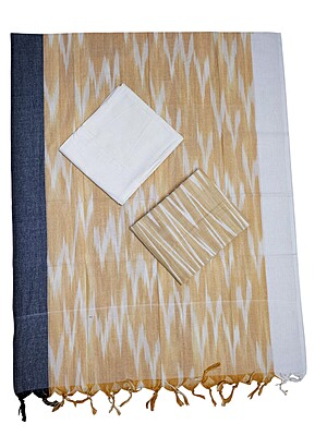 Beige Ikkat Cotton Unstitched Salwar Suit Dress Material with Dupatta Beige Ikkat Cotton Unstitched Salwar Suit Dress Material with Dupatta