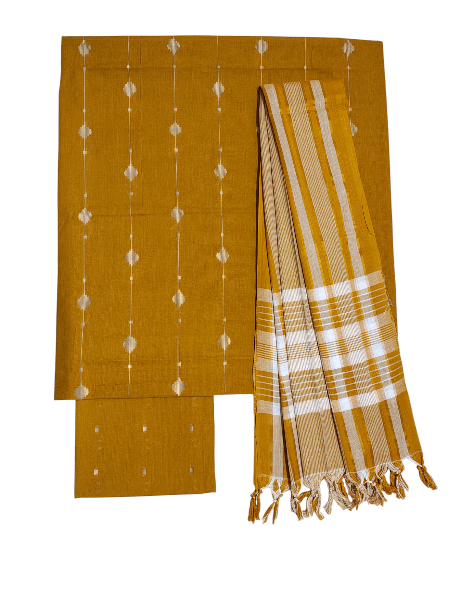 Mustard Mangalagiri Cotton Unstitched Salwar Suit Set with Dupatta for Women Mustard Mangalagiri Cotton Unstitched Salwar Suit Set with Dupatta for Women