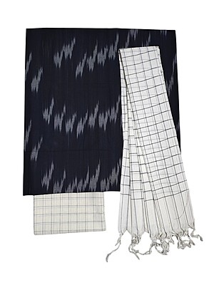 Black& White Ikkat Pure Cotton Dress Material Black& White Ikkat Pure Cotton Dress Material