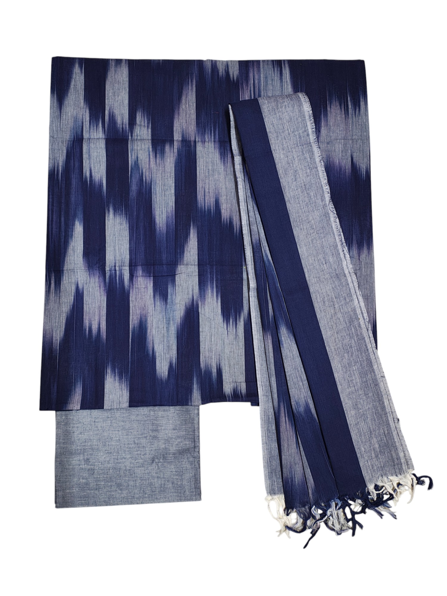 NavyBlue Ikkat Cotton Unstitched Salwar Suit Dress Material with Dupatta NavyBlue Ikkat Cotton Unstitched Salwar Suit Dress Material with Dupatta