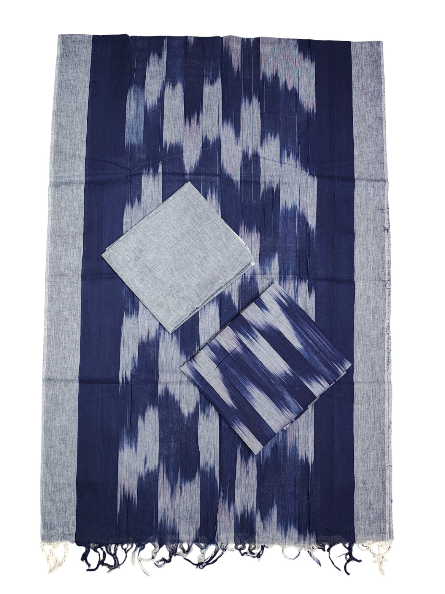NavyBlue Ikkat Cotton Unstitched Salwar Suit Dress Material with Dupatta NavyBlue Ikkat Cotton Unstitched Salwar Suit Dress Material with Dupatta