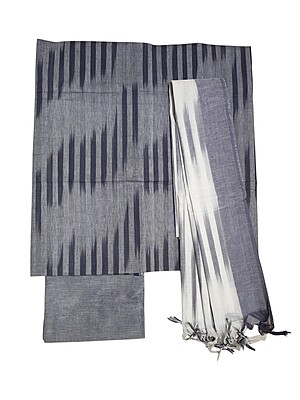 Grey Ikkat Unstitched Salwar Suit Dress Material with Dupatta Grey Ikkat Unstitched Salwar Suit Dress Material with Dupatta