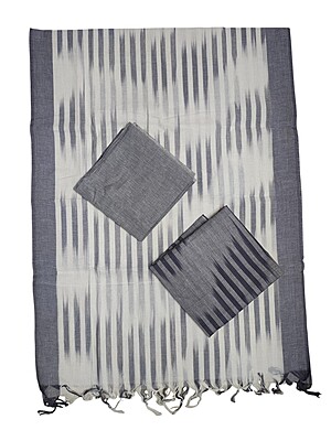 Grey Ikkat Unstitched Salwar Suit Dress Material with Dupatta Grey Ikkat Unstitched Salwar Suit Dress Material with Dupatta