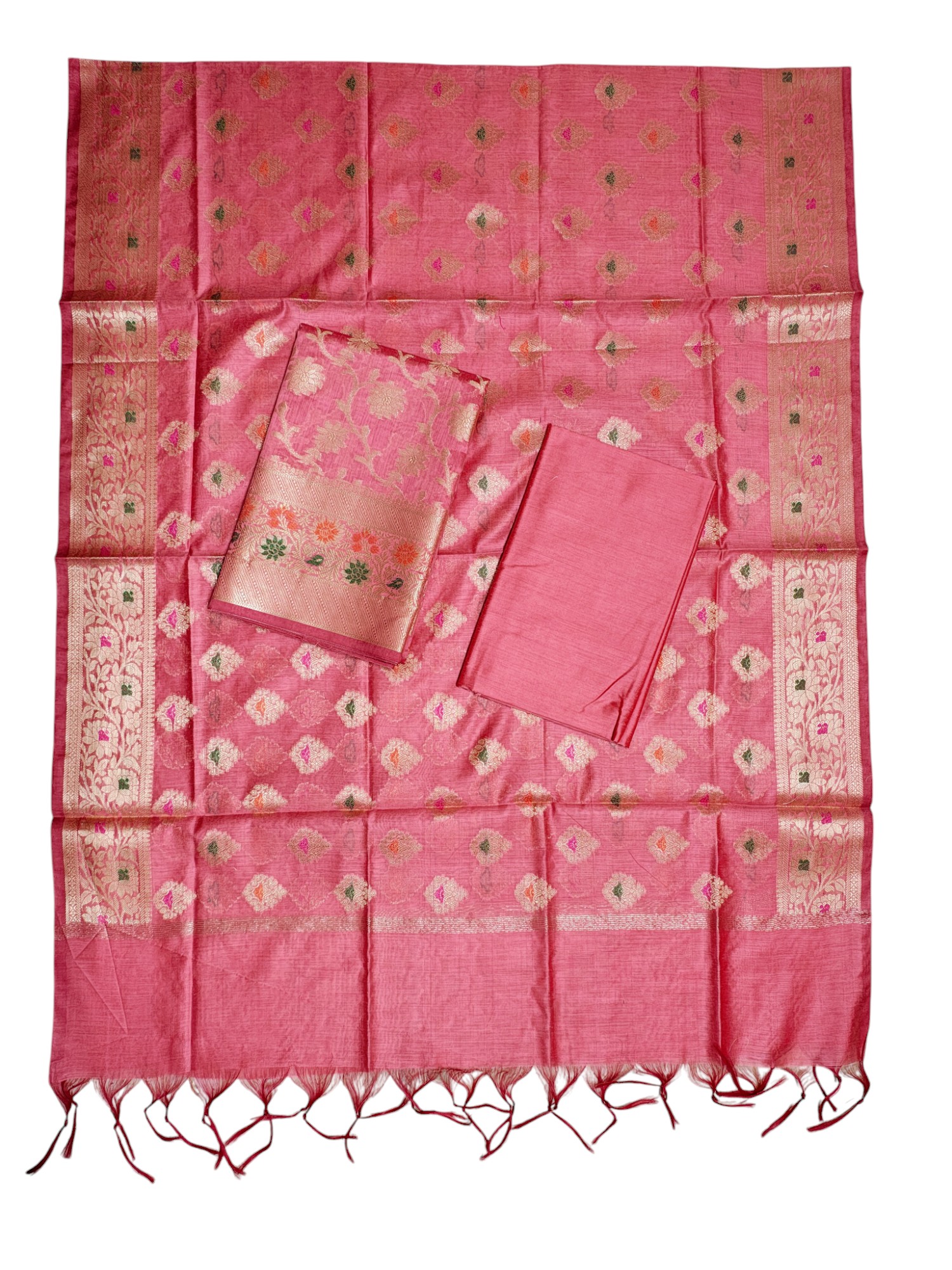 Peach Unstitched Banarasi Cotton Silk Dress Material for Women Peach Unstitched Banarasi Cotton Silk Dress Material for Women