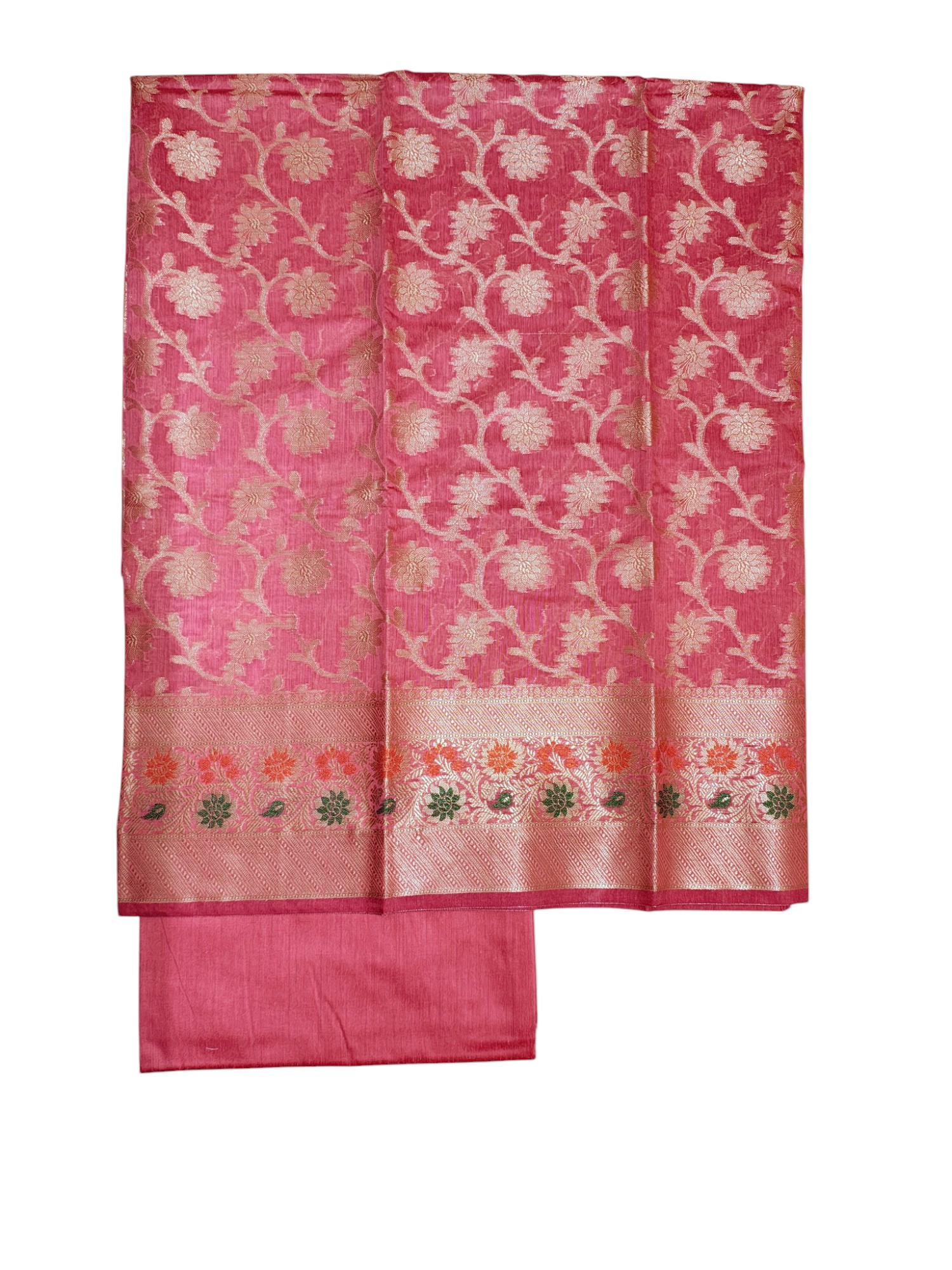 Peach Unstitched Banarasi Cotton Silk Dress Material for Women Peach Unstitched Banarasi Cotton Silk Dress Material for Women