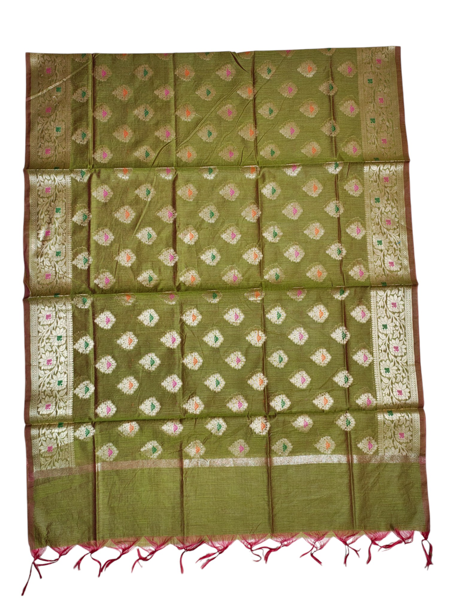 Green Unstitched Banarasi Brocade Cotton Silk Dress Material for Women Green Unstitched Banarasi Brocade Cotton Silk Dress Material for Women