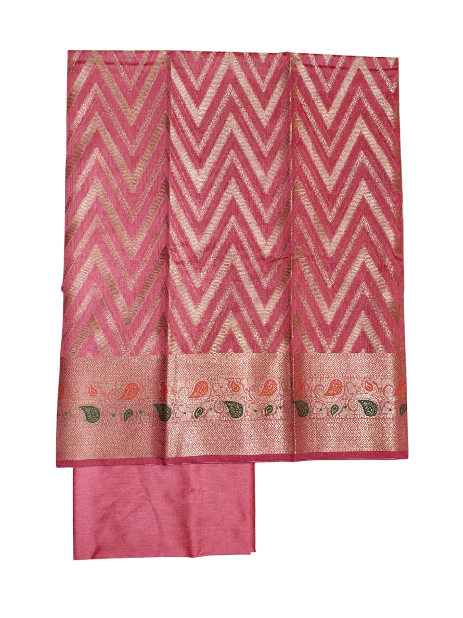 Pink Unstitched Banarasi Cotton Silk Salwar Suit Set with Dupatta for Women Pink Unstitched Banarasi Cotton Silk Salwar Suit Set with Dupatta for Women
