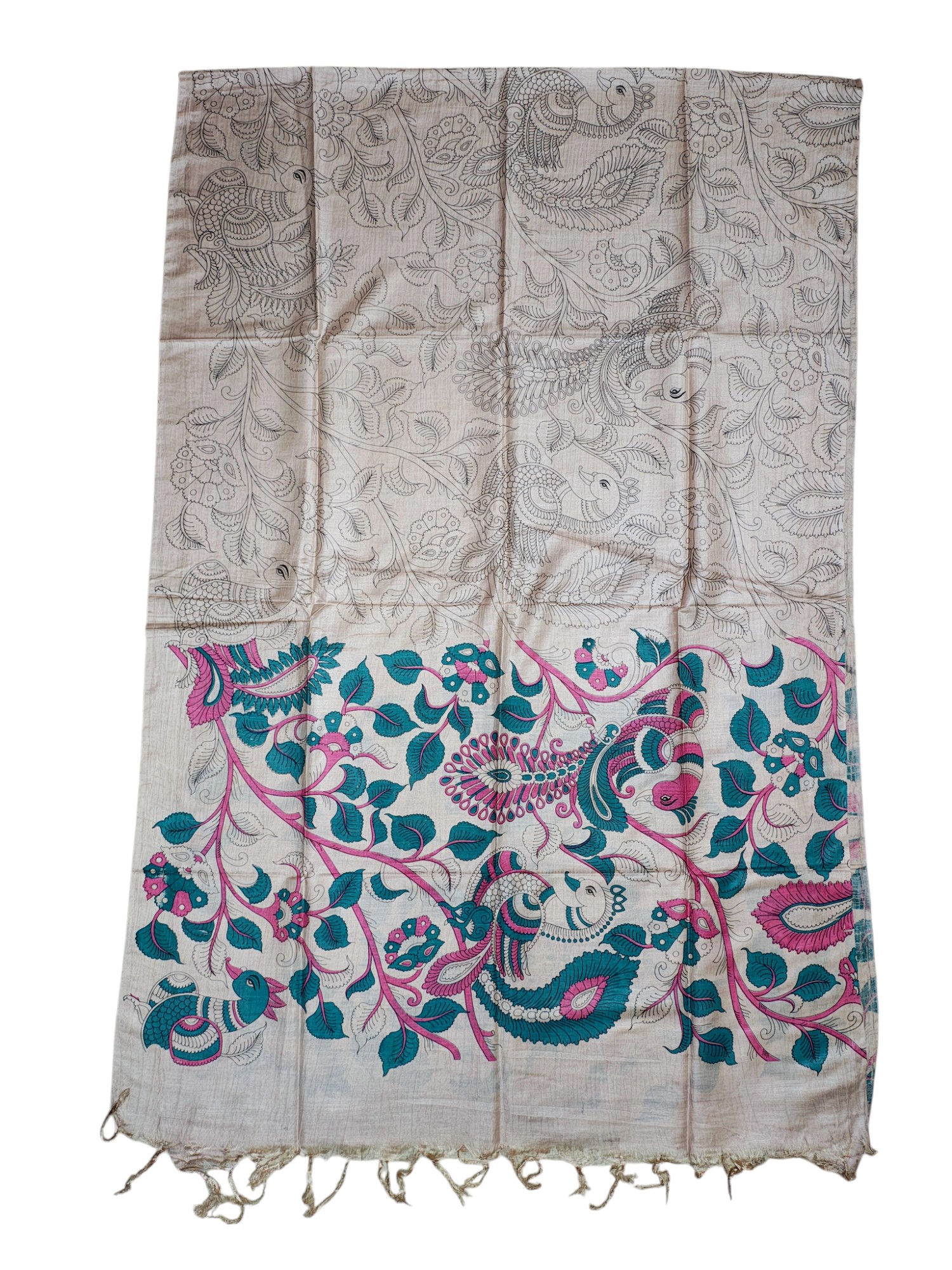Green & Beige kalamkari Unstitched Silk Salwar Suit Dress Material with Dupatta Green & Beige kalamkari Unstitched Silk Salwar Suit Dress Material with Dupatta