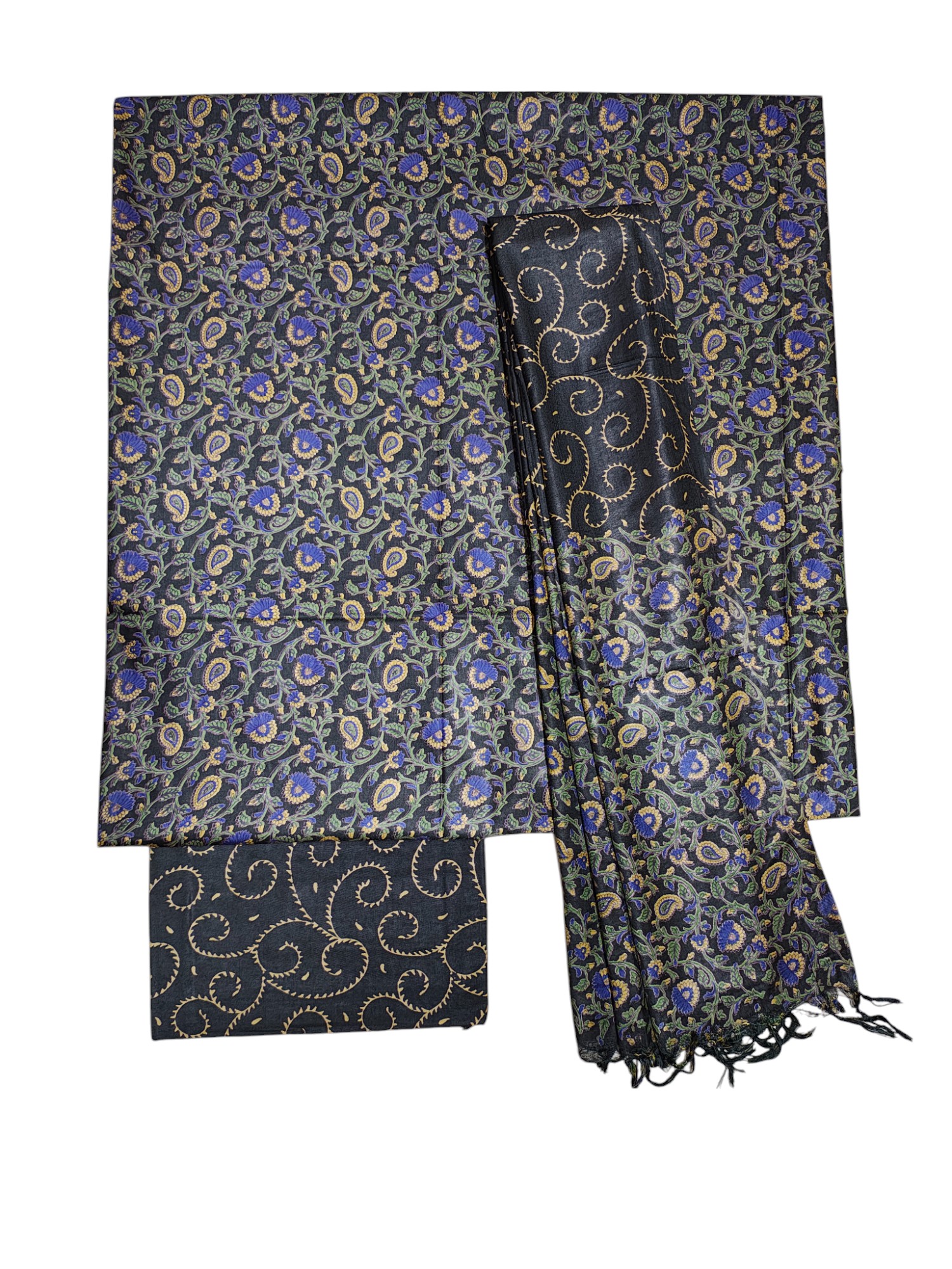 Black Ajrakh Block Print Silk Salwar Suit Set for Women Black Ajrakh Block Print Silk Salwar Suit Set for Women