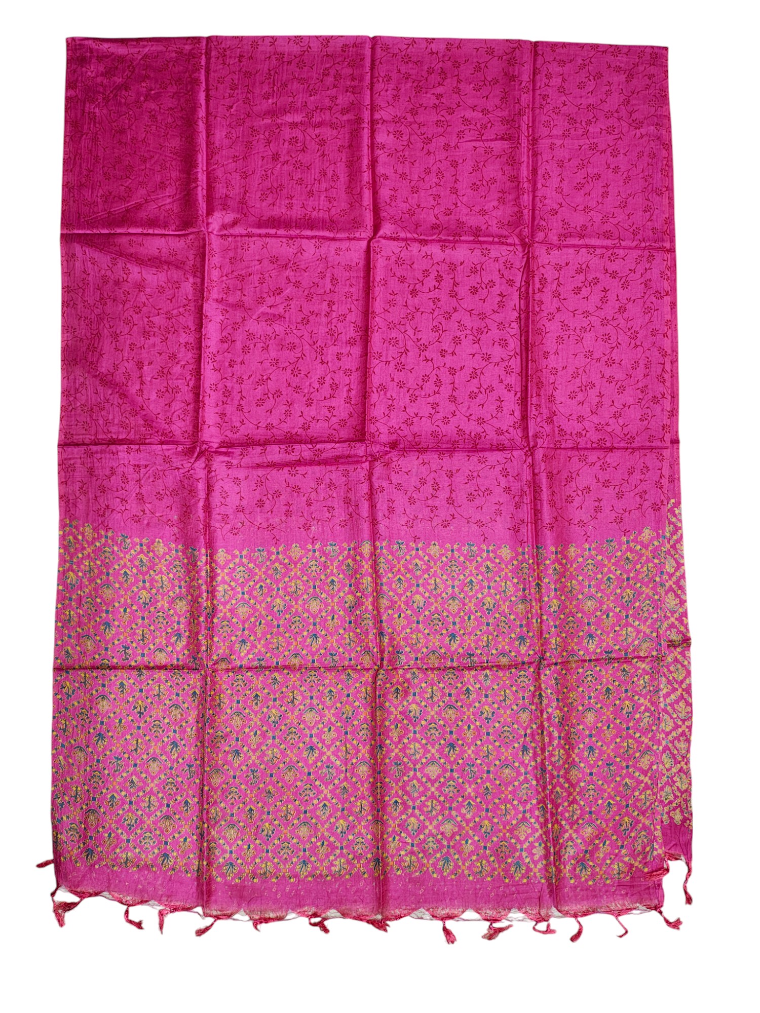 Deep Pink Unstitched Block Print Silk Salwar Suit Dress Material with Dupatta Deep Pink Unstitched Block Print Silk Salwar Suit Dress Material with Dupatta