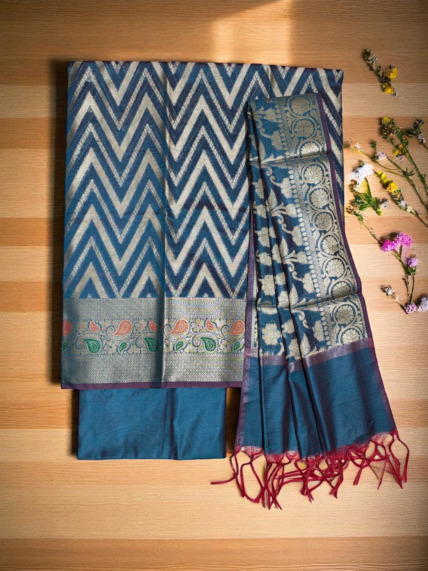 Indigo Banarasi Dress Material for Women