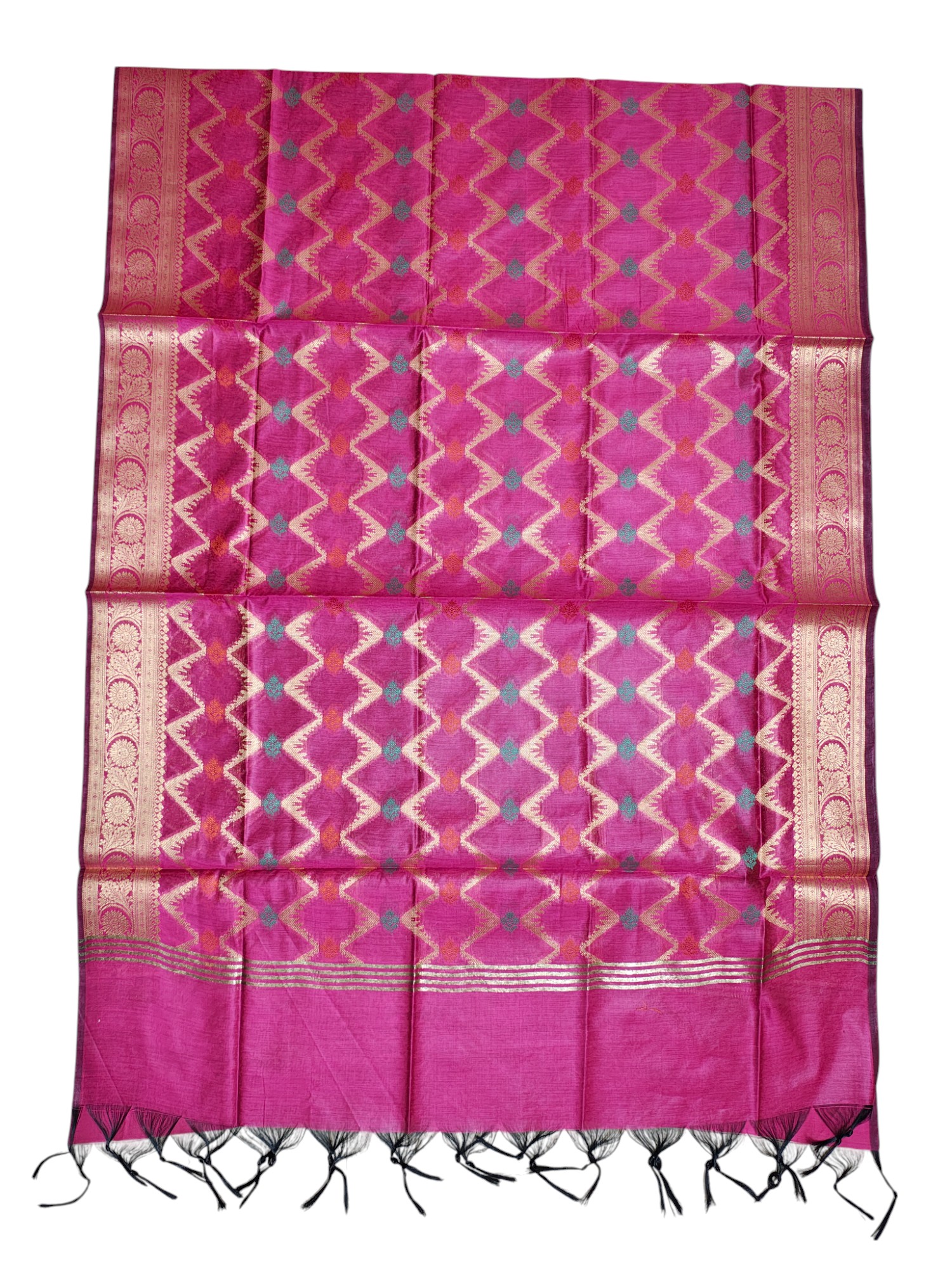 Dark Pink Unstitched Banarasi Cotton Silk Dress Material for Women Dark Pink Unstitched Banarasi Cotton Silk Dress Material for Women