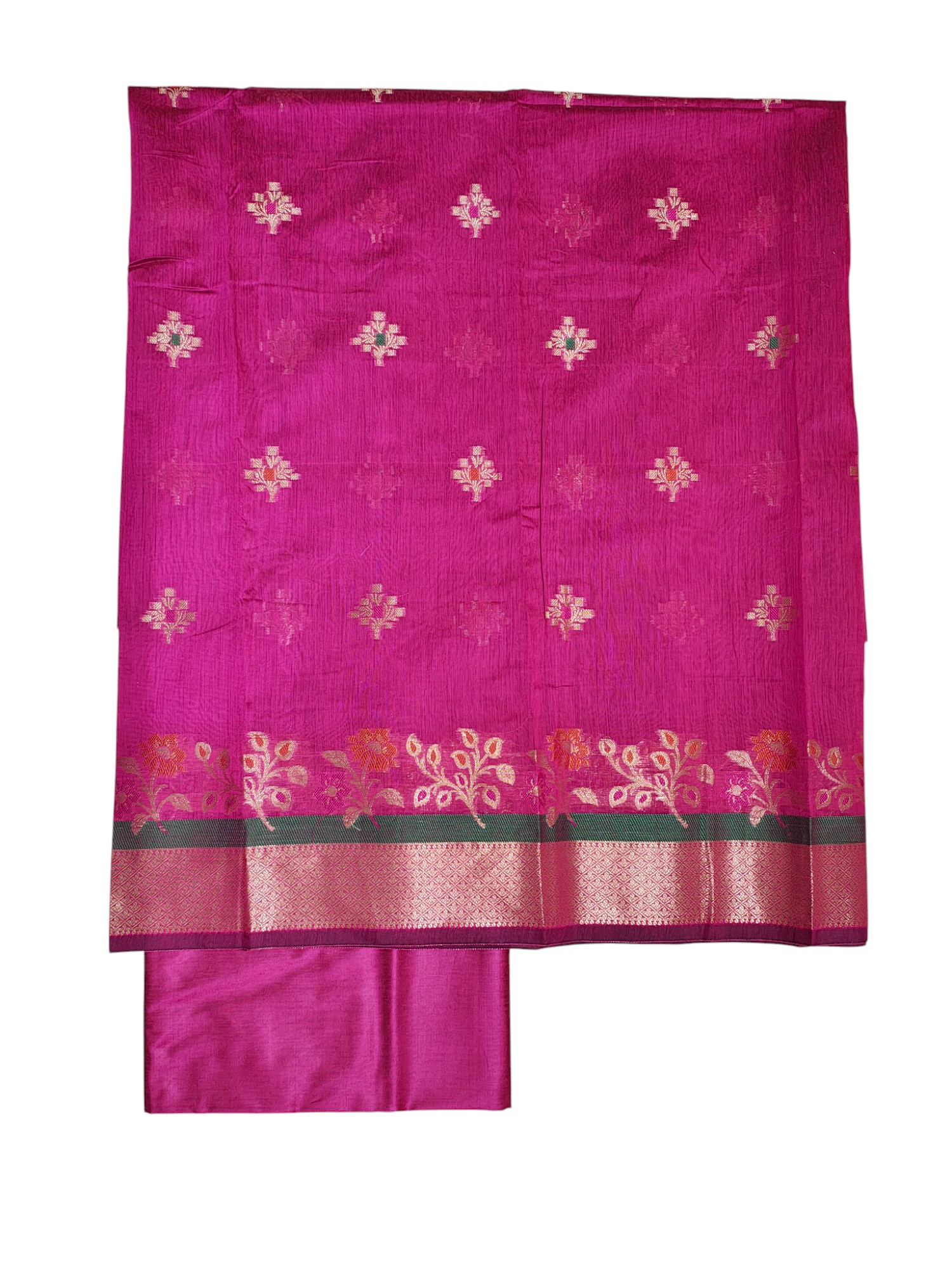 Dark Pink Unstitched Banarasi Cotton Silk Dress Material for Women Dark Pink Unstitched Banarasi Cotton Silk Dress Material for Women