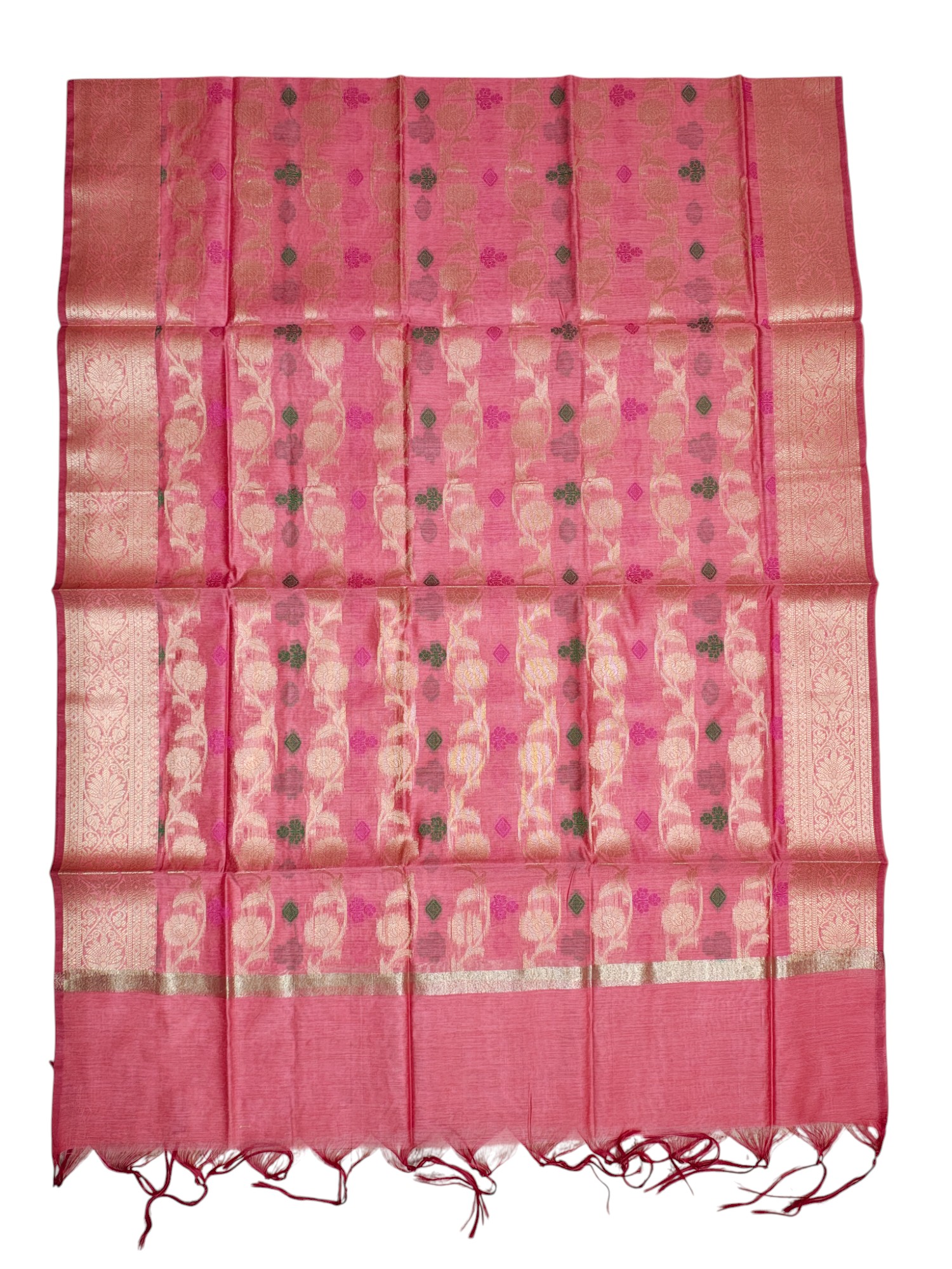 Peach Unstitched Banarasi Cotton Dress Material with Dupatta for Women Peach Unstitched Banarasi Cotton Dress Material with Dupatta for Women