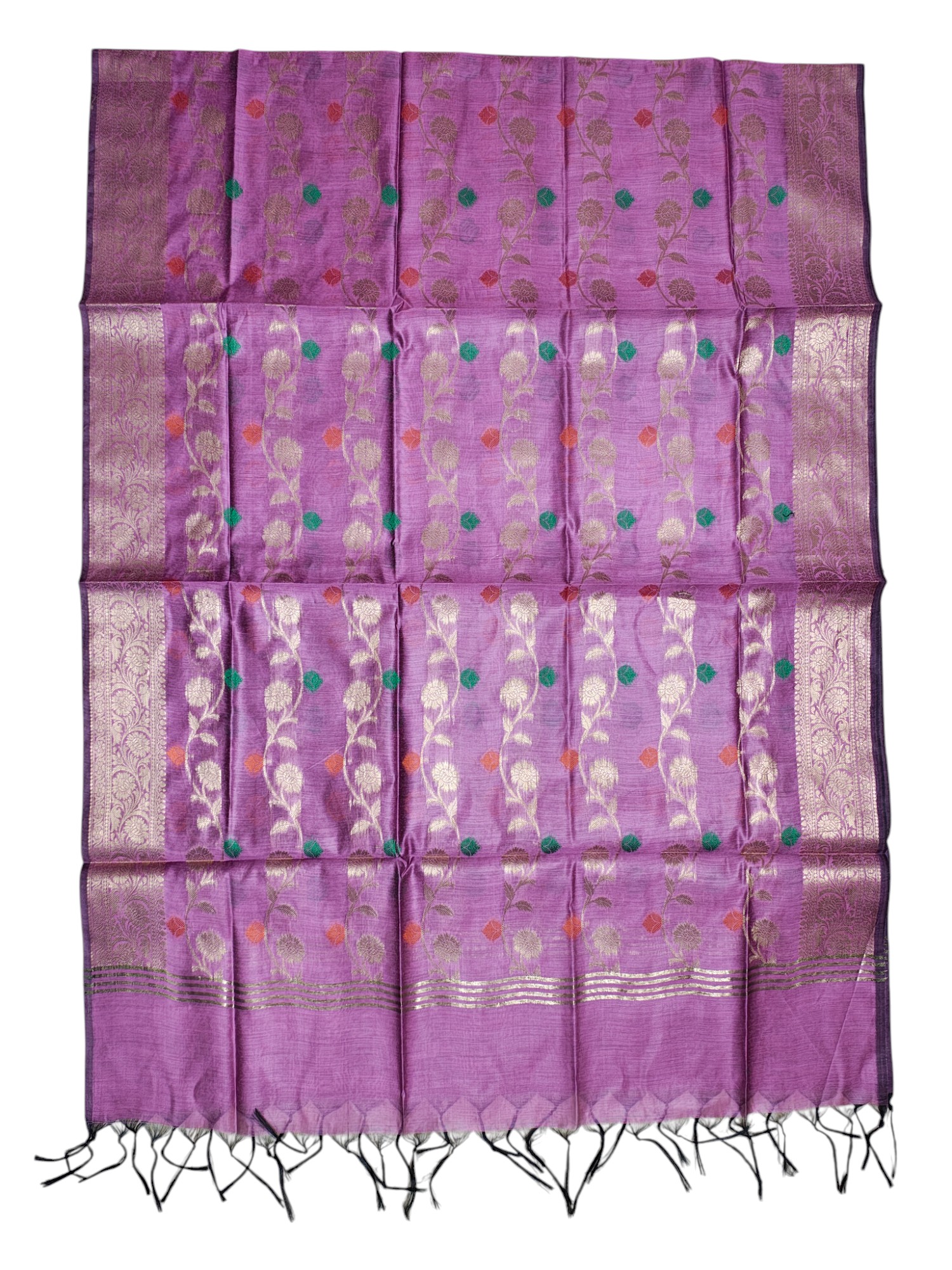 Plum Banarasi Cotton Silk Dress Material for Women