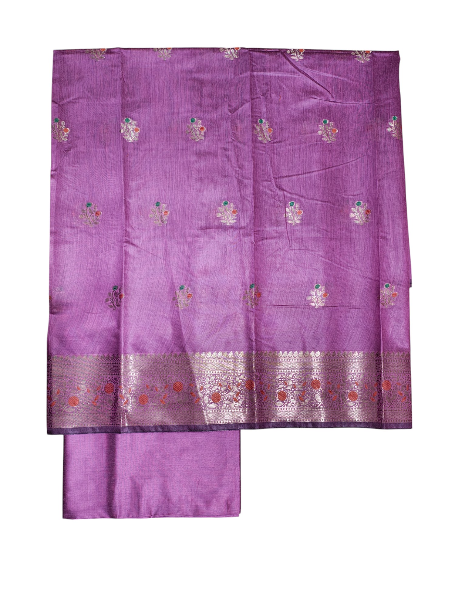 Plum Banarasi Cotton Silk Dress Material for Women