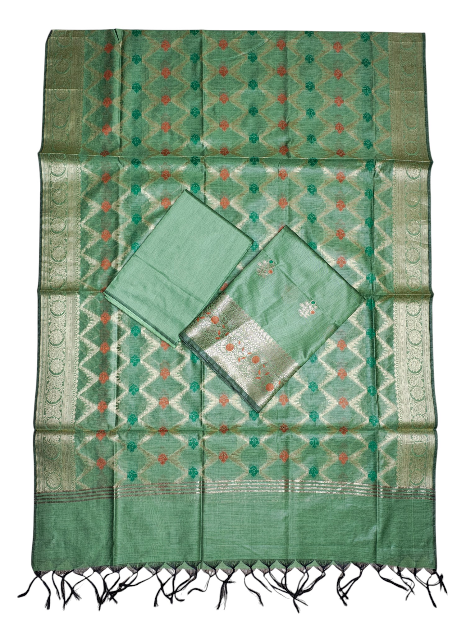 Green Banarasi Dress Material for Women Green Banarasi Dress Material for Women
