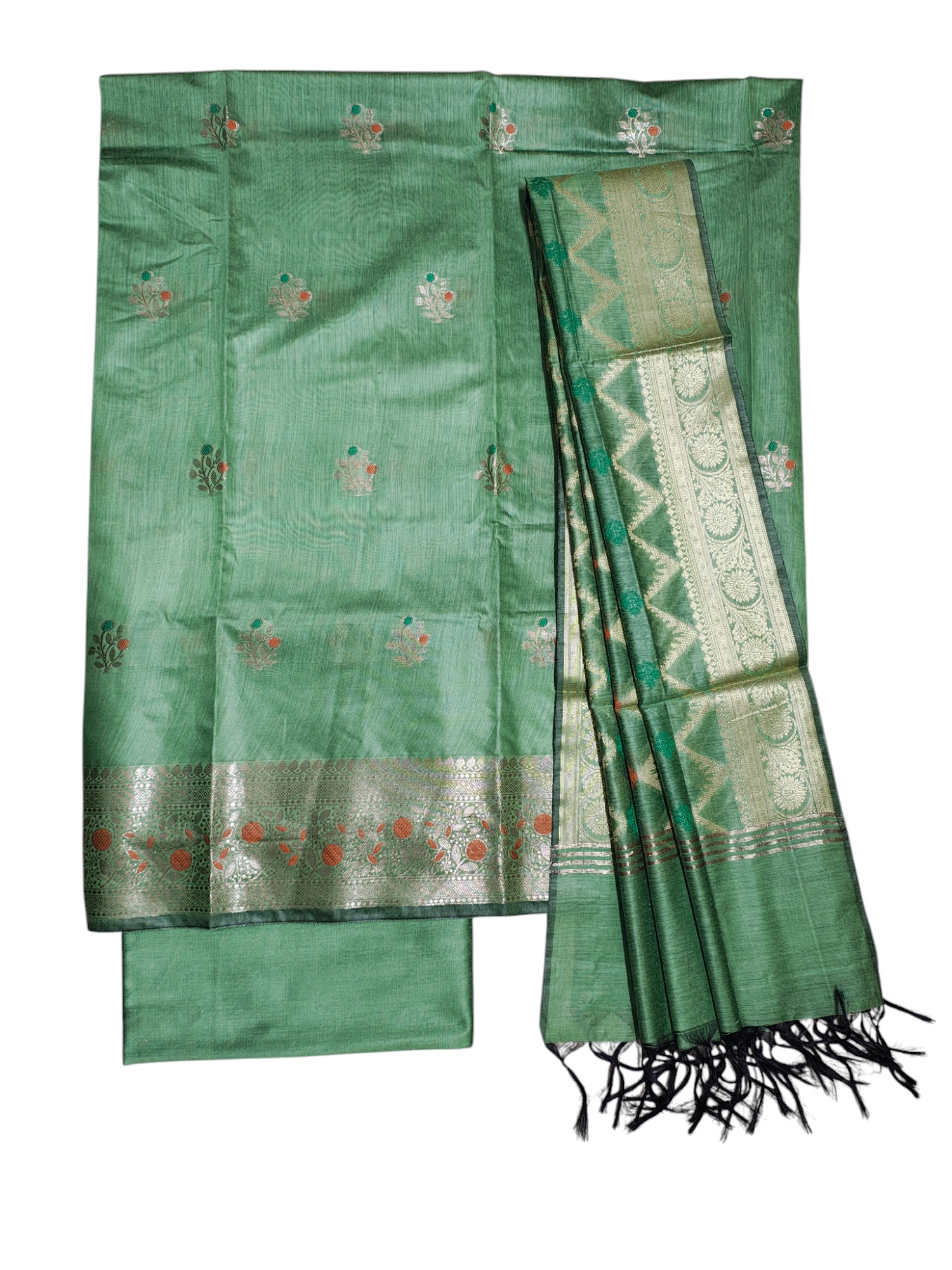 Green Banarasi Dress Material for Women Green Banarasi Dress Material for Women