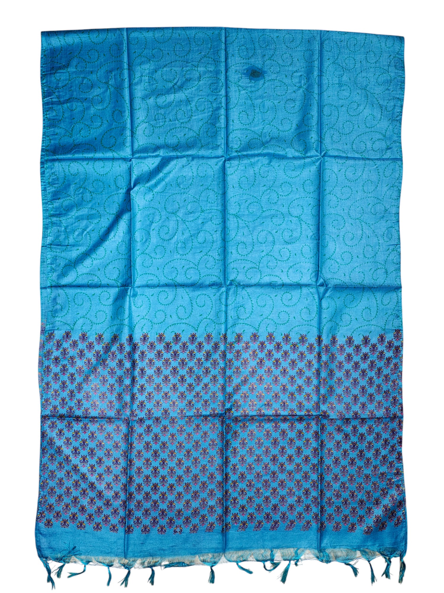 Blue Unstitched Block Print Silk Salwar Suit Dress Material with Dupatta Blue Unstitched Block Print Silk Salwar Suit Dress Material with Dupatta