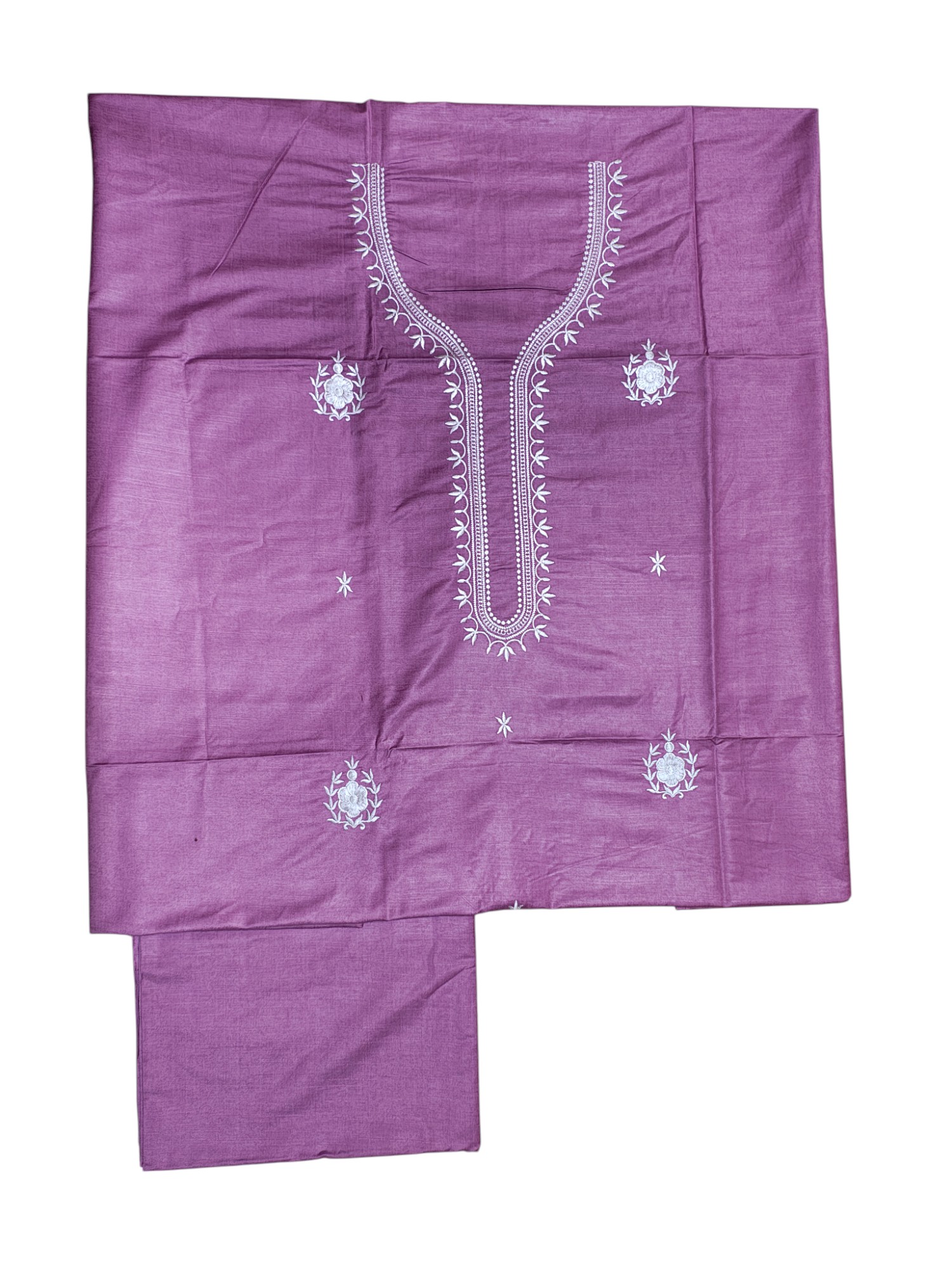 Plum Embroidery Unstitched Salwar Suit Set with Dupatta Plum Embroidery Unstitched Salwar Suit Set with Dupatta