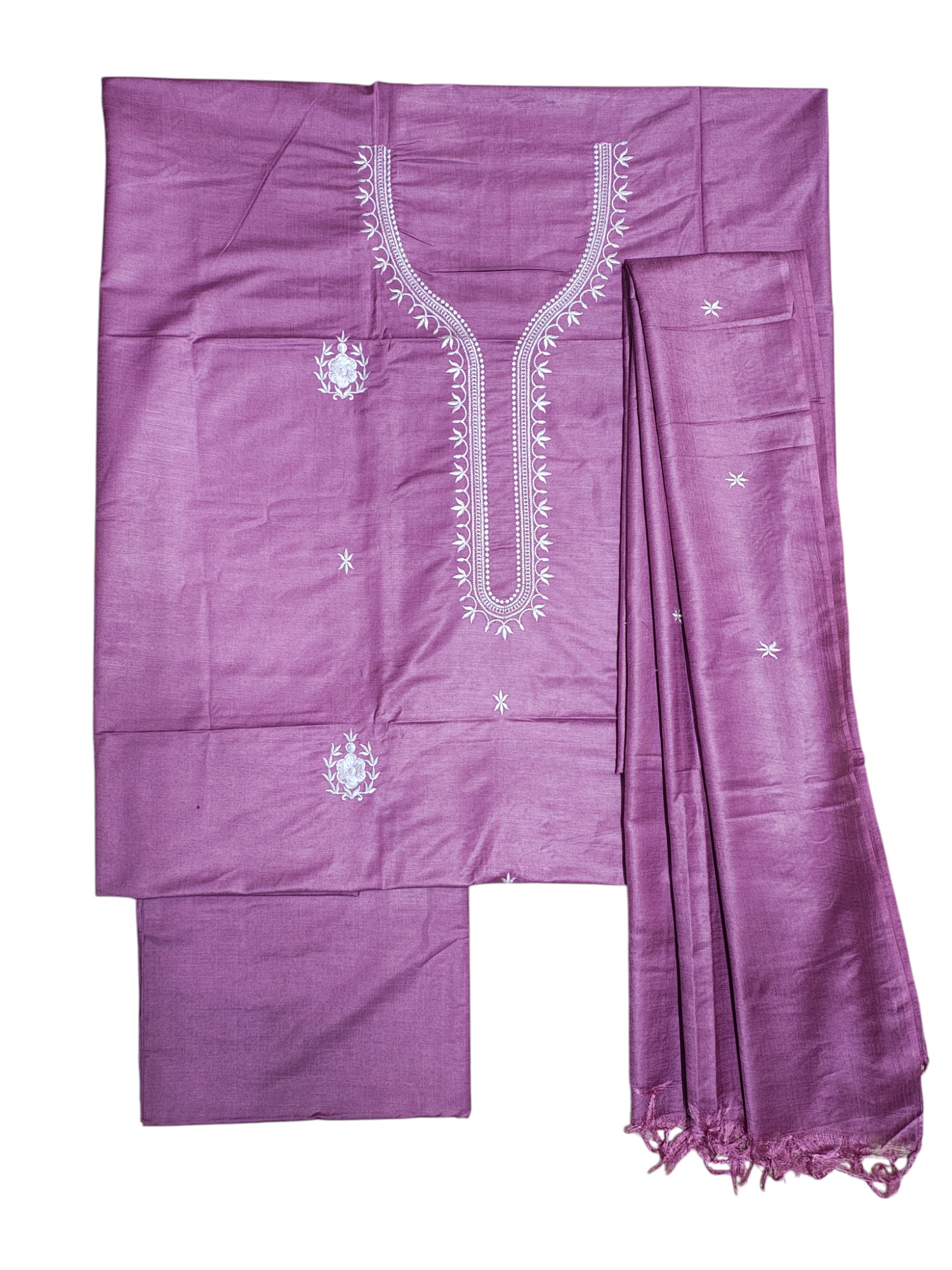 Plum Embroidery Unstitched Salwar Suit Set with Dupatta Plum Embroidery Unstitched Salwar Suit Set with Dupatta