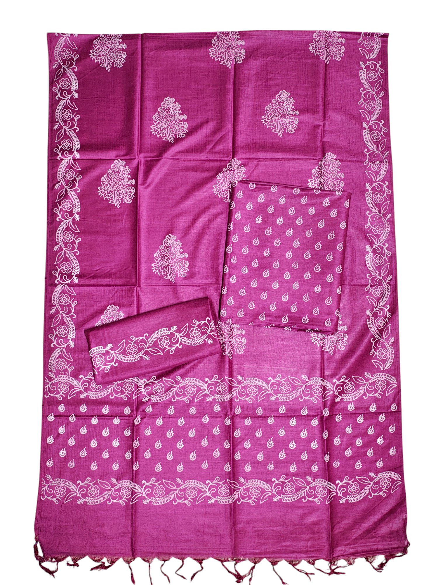 Batik Print Dark Pink Unstitched Katan Silk Salwar Suit Dress Material with Dupatta Batik Print Dark Pink Unstitched Katan Silk Salwar Suit Dress Material with Dupatta