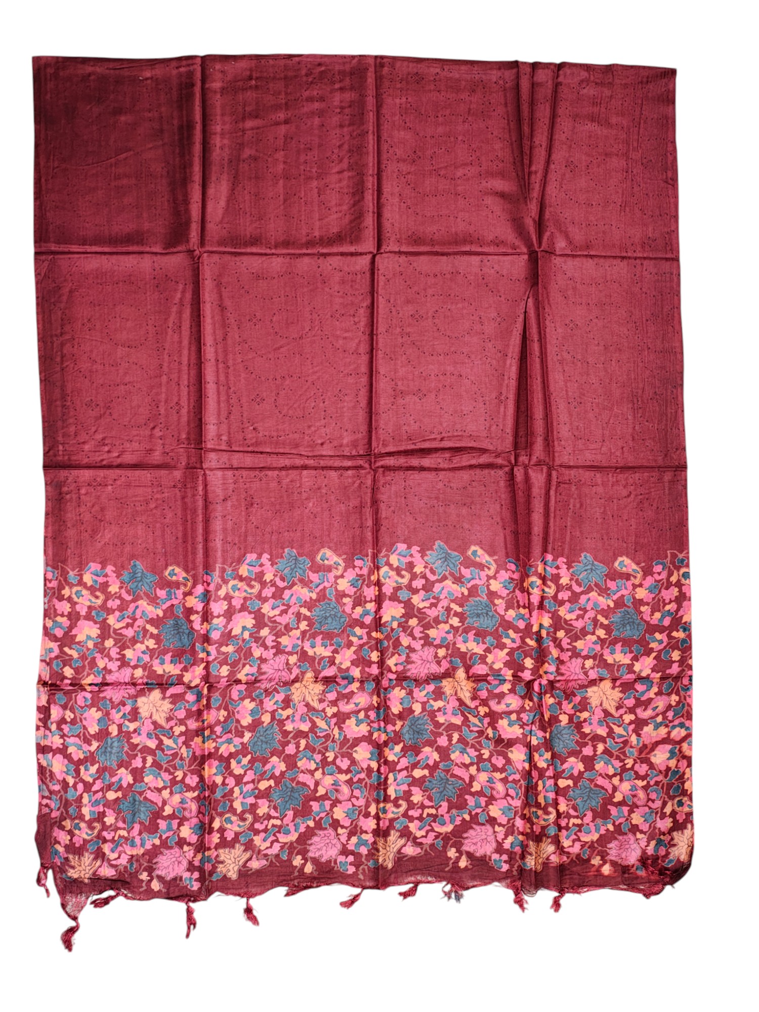 Maroon Ajrakh Block Print Silk Dress Material with Dupatta Maroon Ajrakh Block Print Silk Dress Material with Dupatta