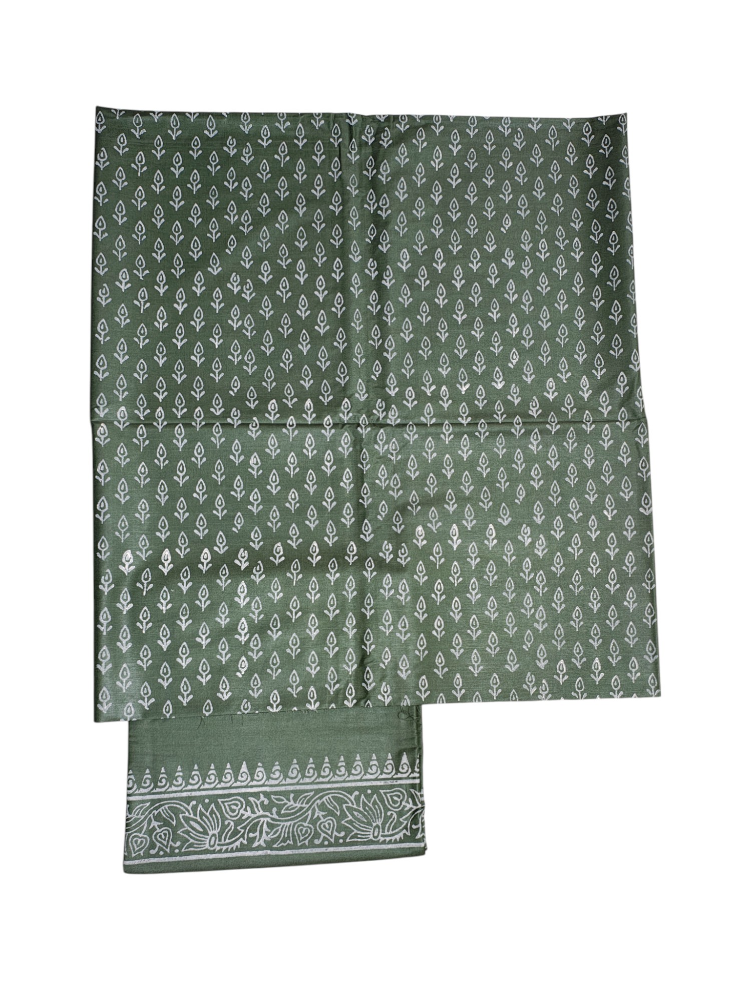 Green Unstitched Black Print Silk Salwar Suit Dress Material with Dupatta Green Unstitched Black Print Silk Salwar Suit Dress Material with Dupatta