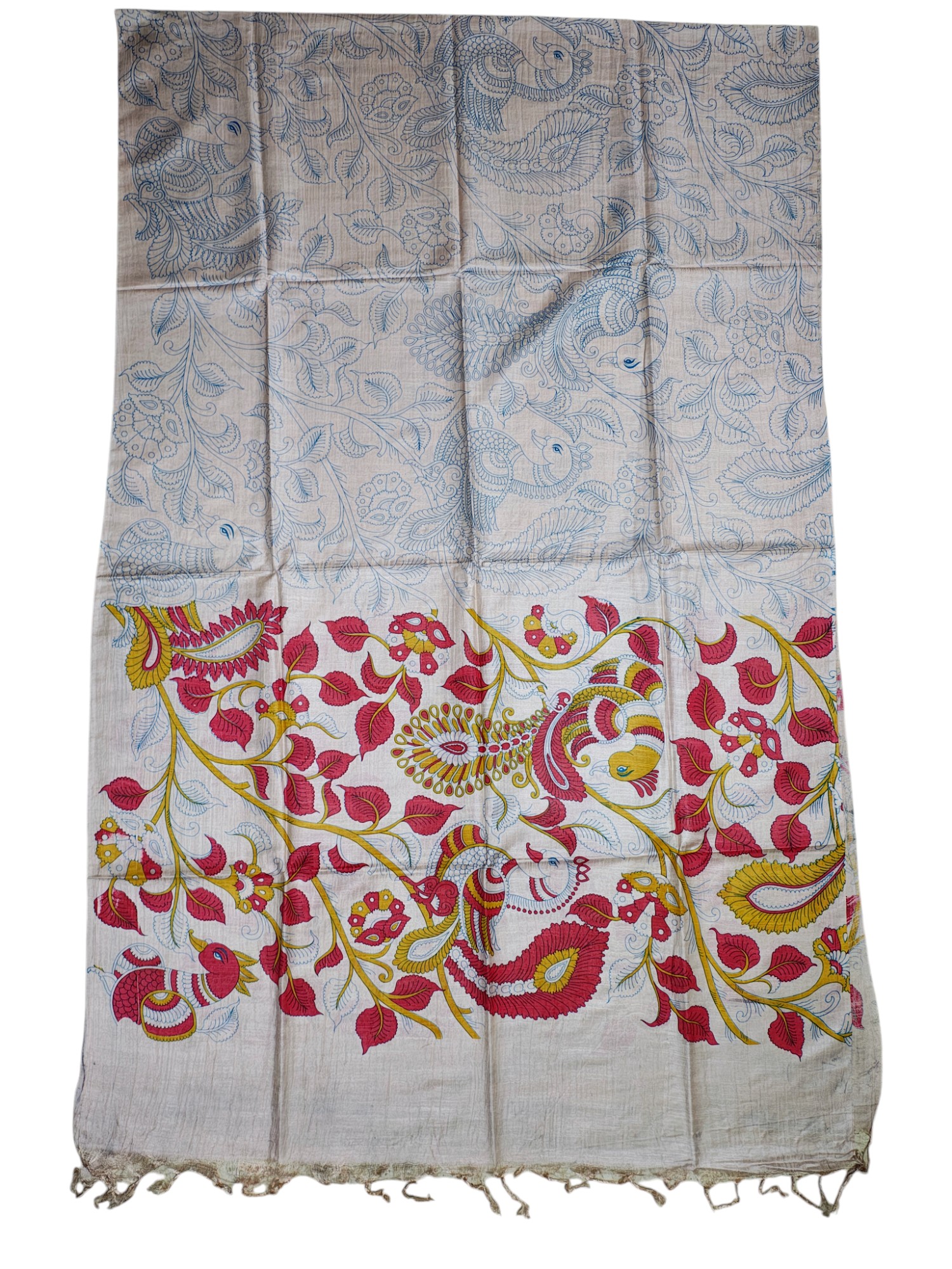 Red & Orange Madhubani Print Unstitched Katan Silk Salwar Suit with Dupatta Red & Orange Madhubani Print Unstitched Katan Silk Salwar Suit with Dupatta