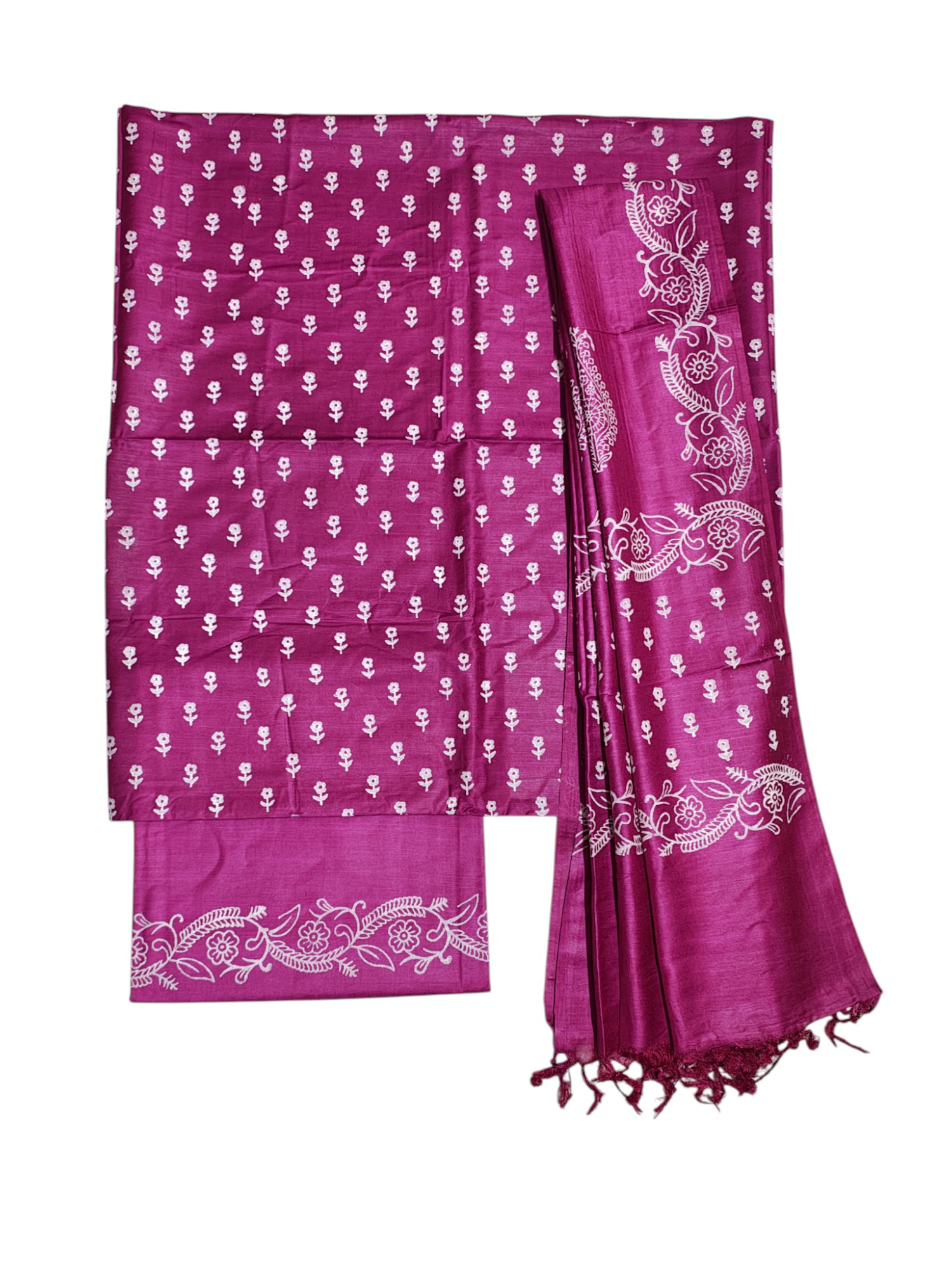 Block Print Dark Pink Unstitched Katan Silk Salwar Suit Dress Material with Dupatta Block Print Dark Pink Unstitched Katan Silk Salwar Suit Dress Material with Dupatta