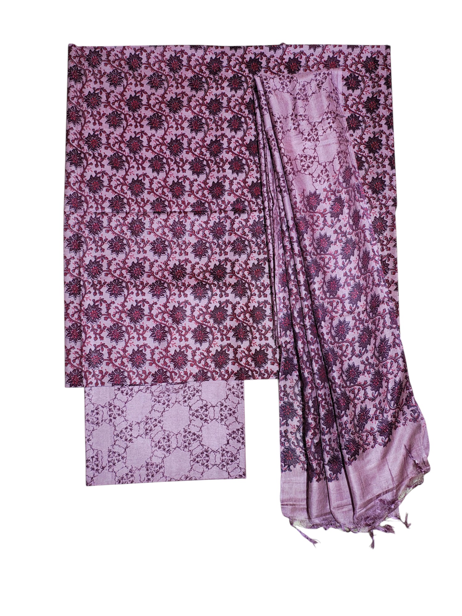 Dark Plum Ajrakh Block Print Silk Salwar Suit Set for Women Dark Plum Ajrakh Block Print Silk Salwar Suit Set for Women