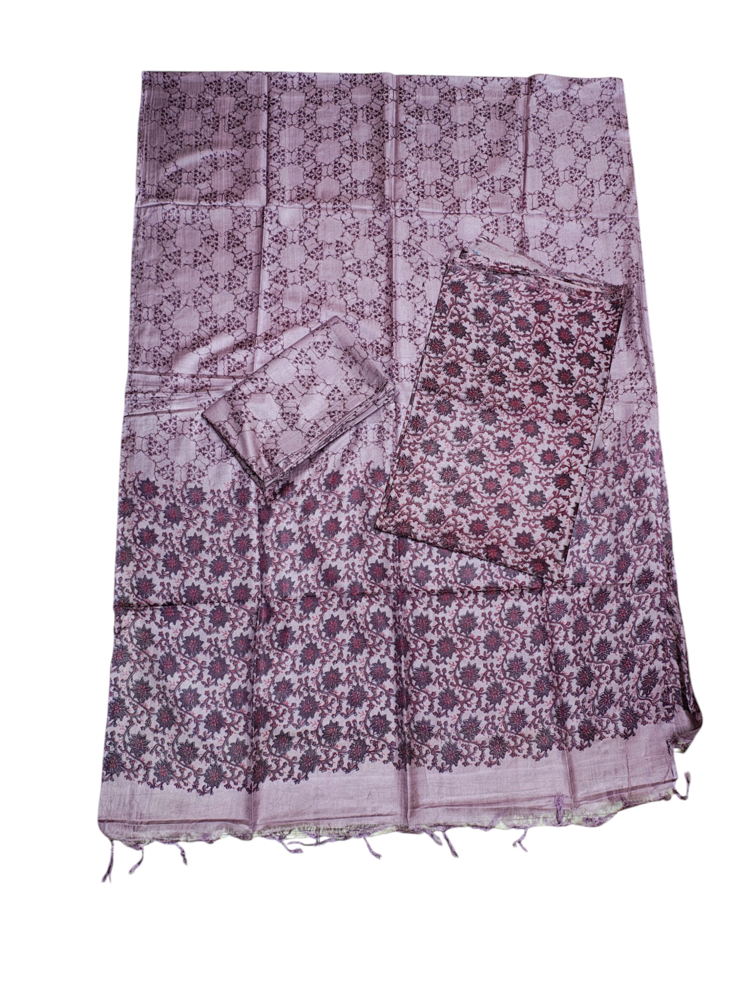 Dark Plum Ajrakh Block Print Silk Salwar Suit Set for Women Dark Plum Ajrakh Block Print Silk Salwar Suit Set for Women