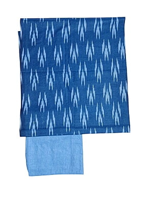 Blue Ikkat Cotton Unstitched Salwar Suit Dress Material with Dupatta