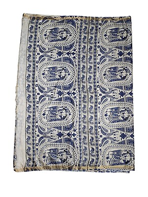 Indigo Kalamkari Cotton Silk Saree with Unstitched Blouse for Women Indigo Kalamkari Cotton Silk Saree with Unstitched Blouse for Women