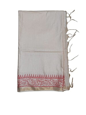 Lal Paar Durga Puja Bengali Silk Saree with Running Blouse Lal Paar Durga Puja Bengali Silk Saree with Running Blouse