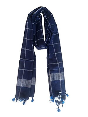 Navy Blue Cotton Silk Silver Zari Dupatta Navy Blue Cotton Silk Silver Zari Dupatta