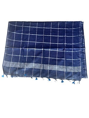 Navy Blue Cotton Silk Silver Zari Dupatta Navy Blue Cotton Silk Silver Zari Dupatta