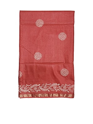 Maroon Block Print Silk Saree with Running Blouse Maroon Block Print Silk Saree with Running Blouse