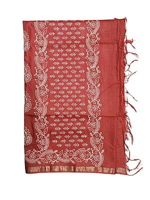 Maroon Block Print Silk Saree with Running Blouse Maroon Block Print Silk Saree with Running Blouse