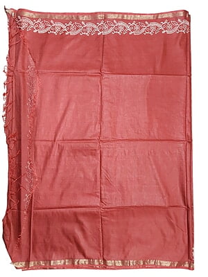 Maroon Block Print Silk Saree with Running Blouse Maroon Block Print Silk Saree with Running Blouse