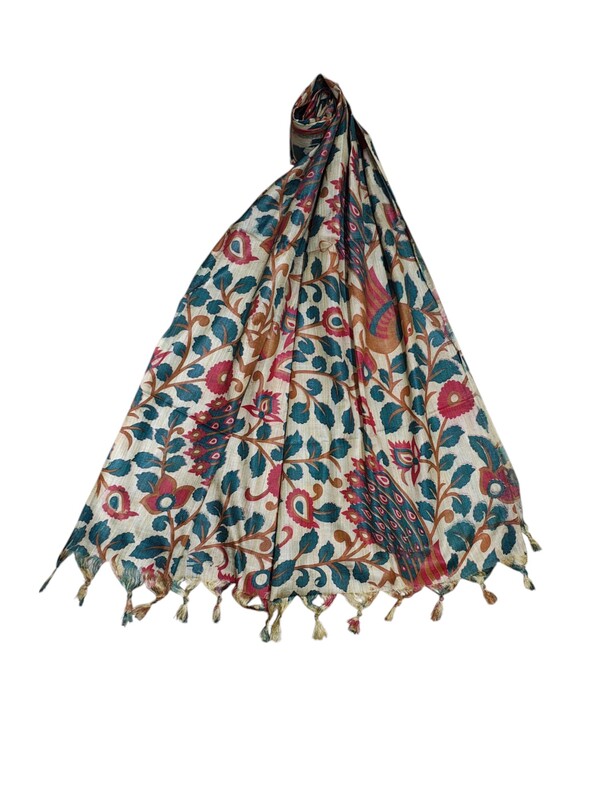 Green & Maroon Kalamkari Print Cotton Silk Dupatta for Women Green & Maroon Kalamkari Print Cotton Silk Dupatta for Women