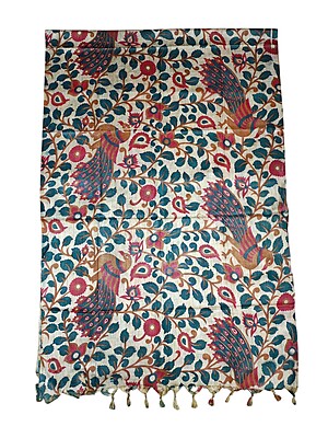 Green & Maroon Kalamkari Print Cotton Silk Dupatta for Women Green & Maroon Kalamkari Print Cotton Silk Dupatta for Women