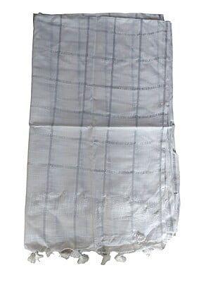 White Cotton Silk Silver Zari Dupatta