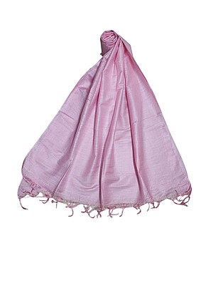 Baby Pink Solid Cotton Silk Dupatta for Women