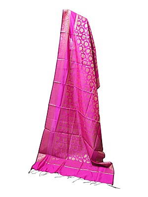 Dark Pink Banarasi Silk Dupatta for Women Dark Pink Banarasi Silk Dupatta for Women